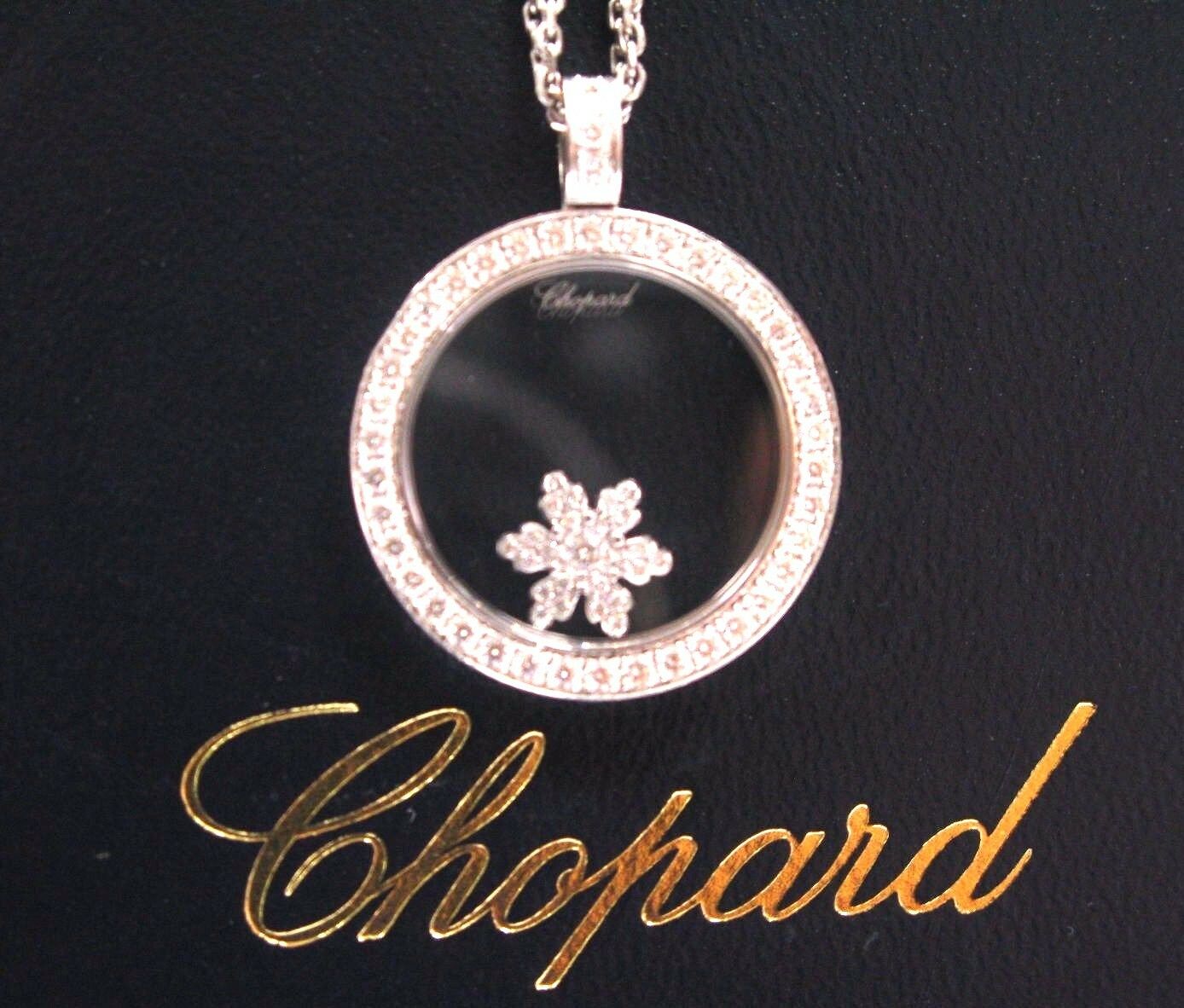 Chopard 18Kt Snowflake Diamond Pendant Necklace White Gold .57CT
