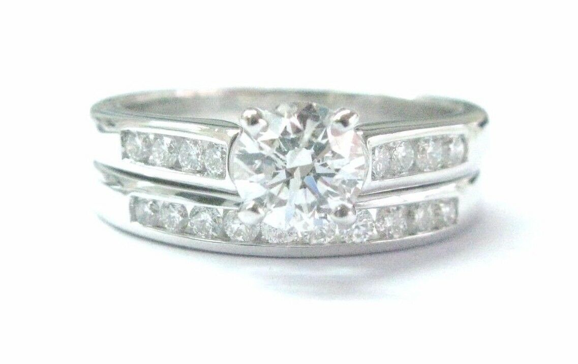 Fine Round Cut Diamond Engagement Wedding Set White Gold 1.20Ct