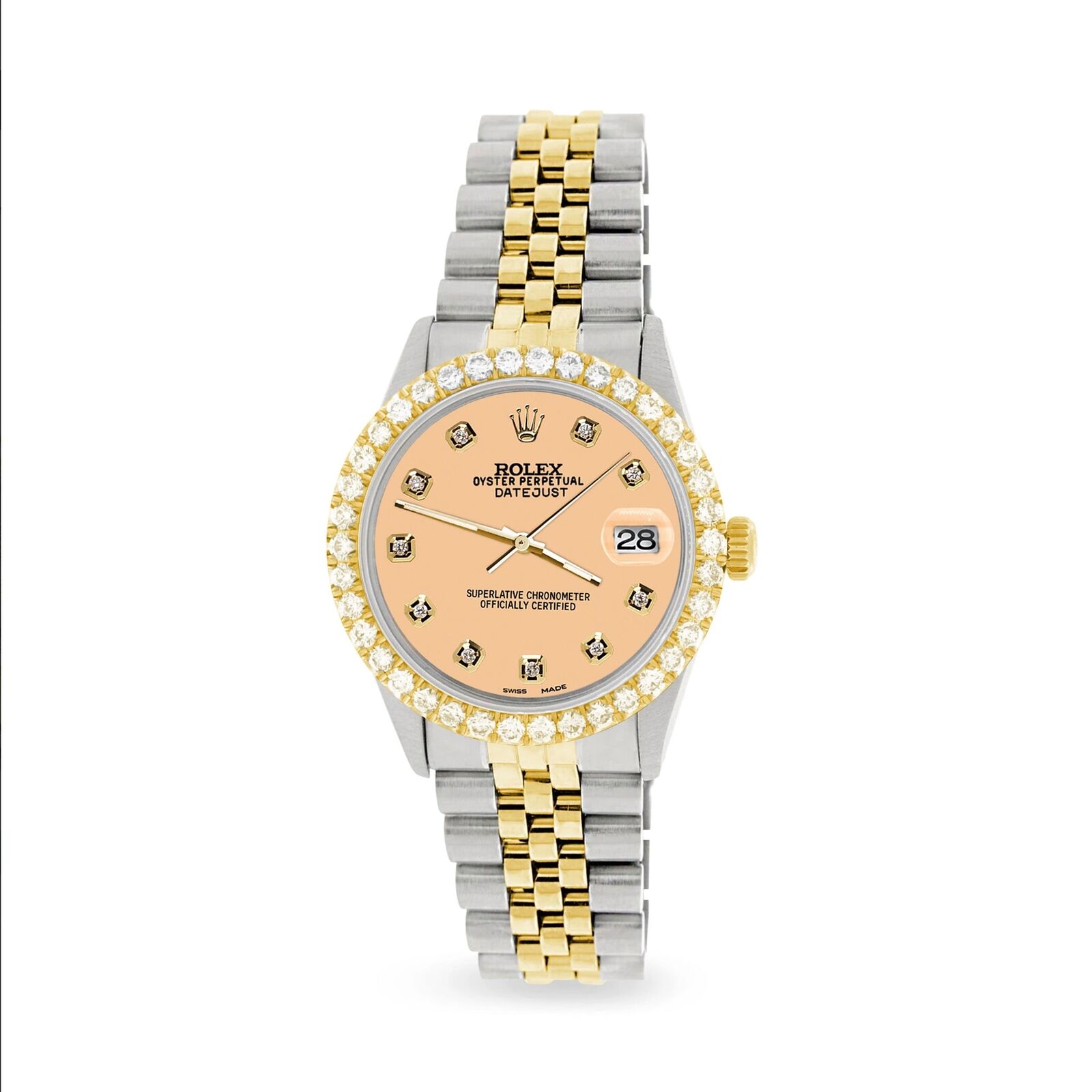 Rolex Datejust 36mm 2-Tone Watch Diamond Bezel/Mustard Diamond Dial
