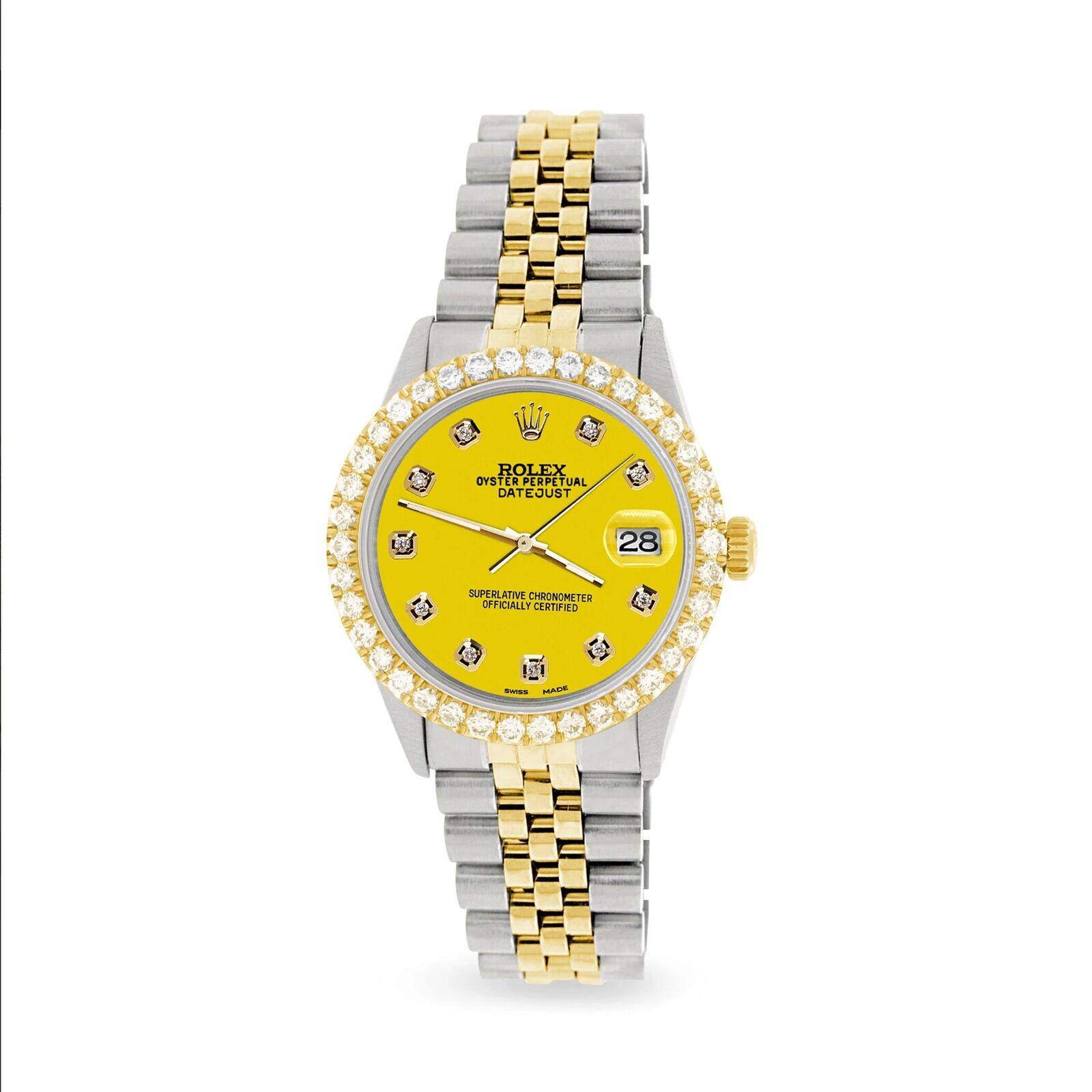 Rolex Datejust 36mm 2-Tone Watch 3.05ct Diamond Bezel/Yellow Diamond Dial