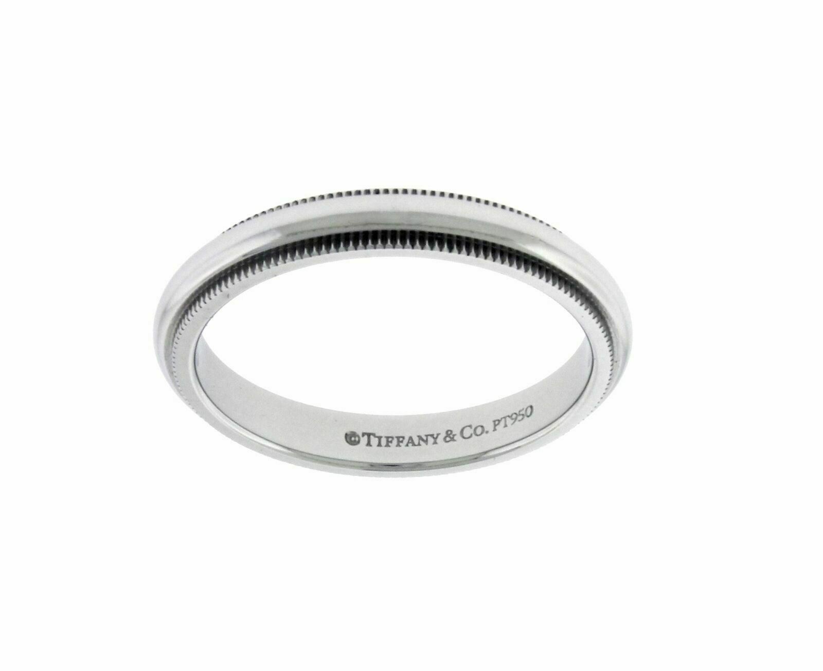 TIFFANY &amp; CO 3 mm Milgrain Wedding Band In Platinum Size 6.75