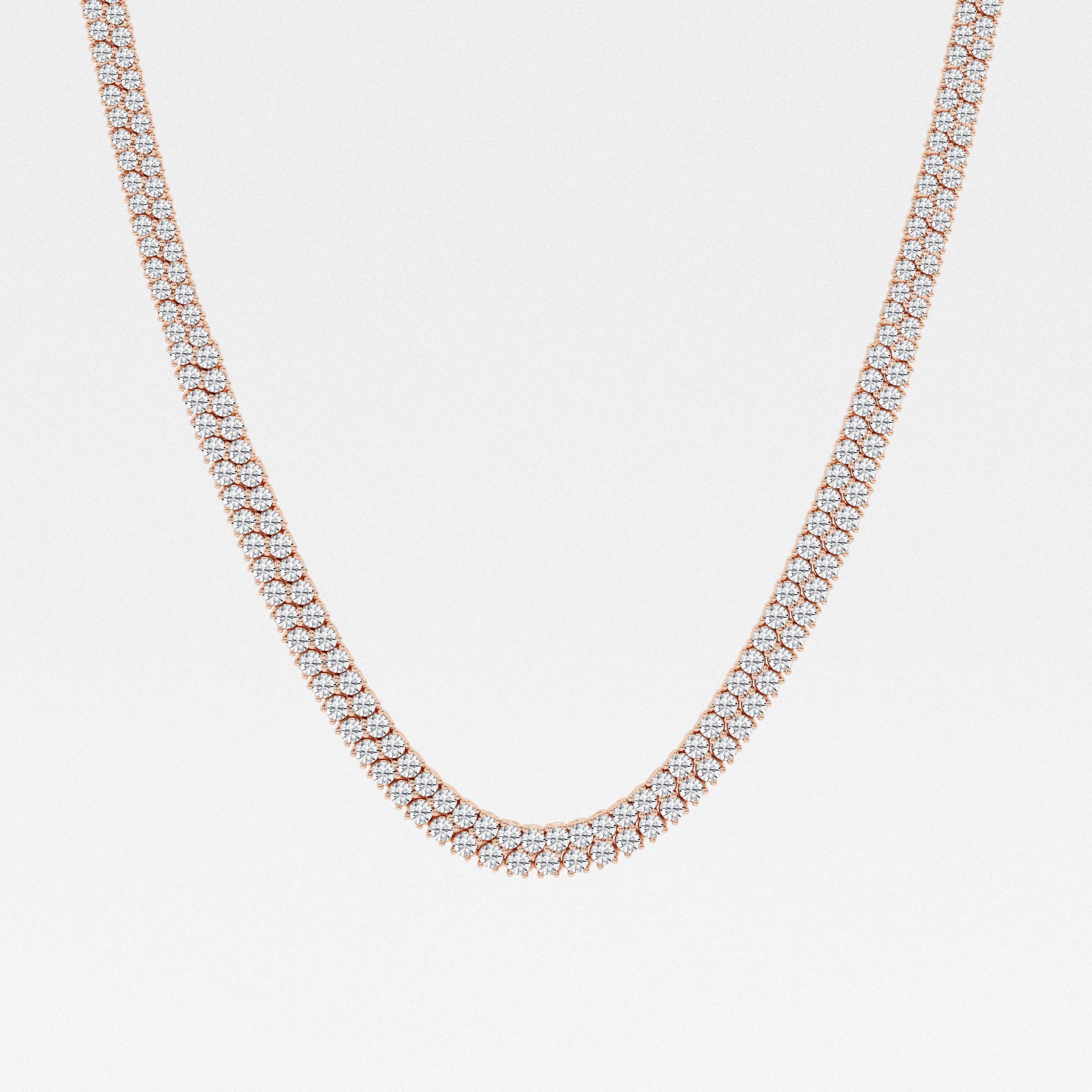 11 1/10 ct. tw. Round Diamond Double row Tennis Necklaces 14K Rose Gold
