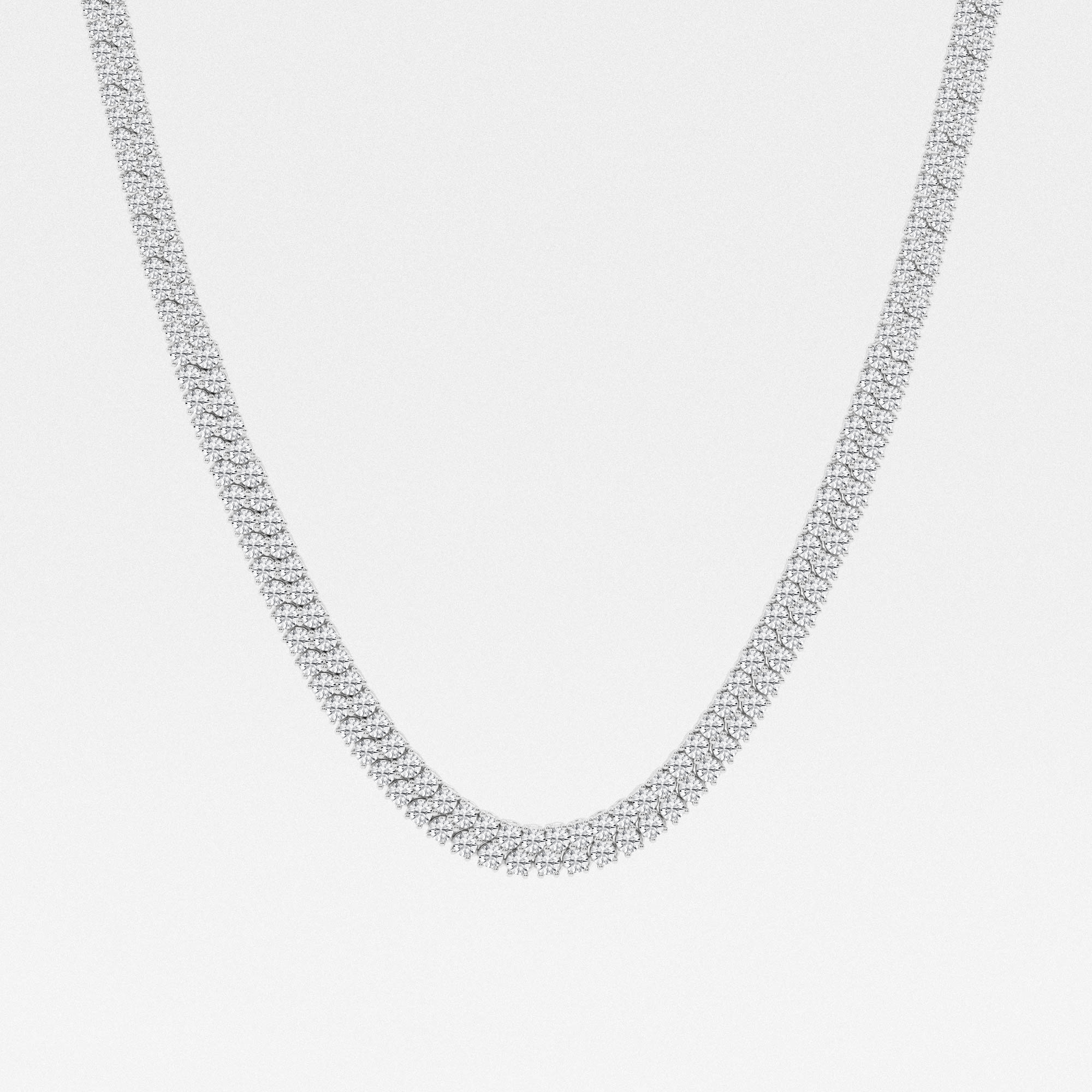 11 1/10 ct. tw. Round Diamond Double row Tennis Necklaces 14K White Gold