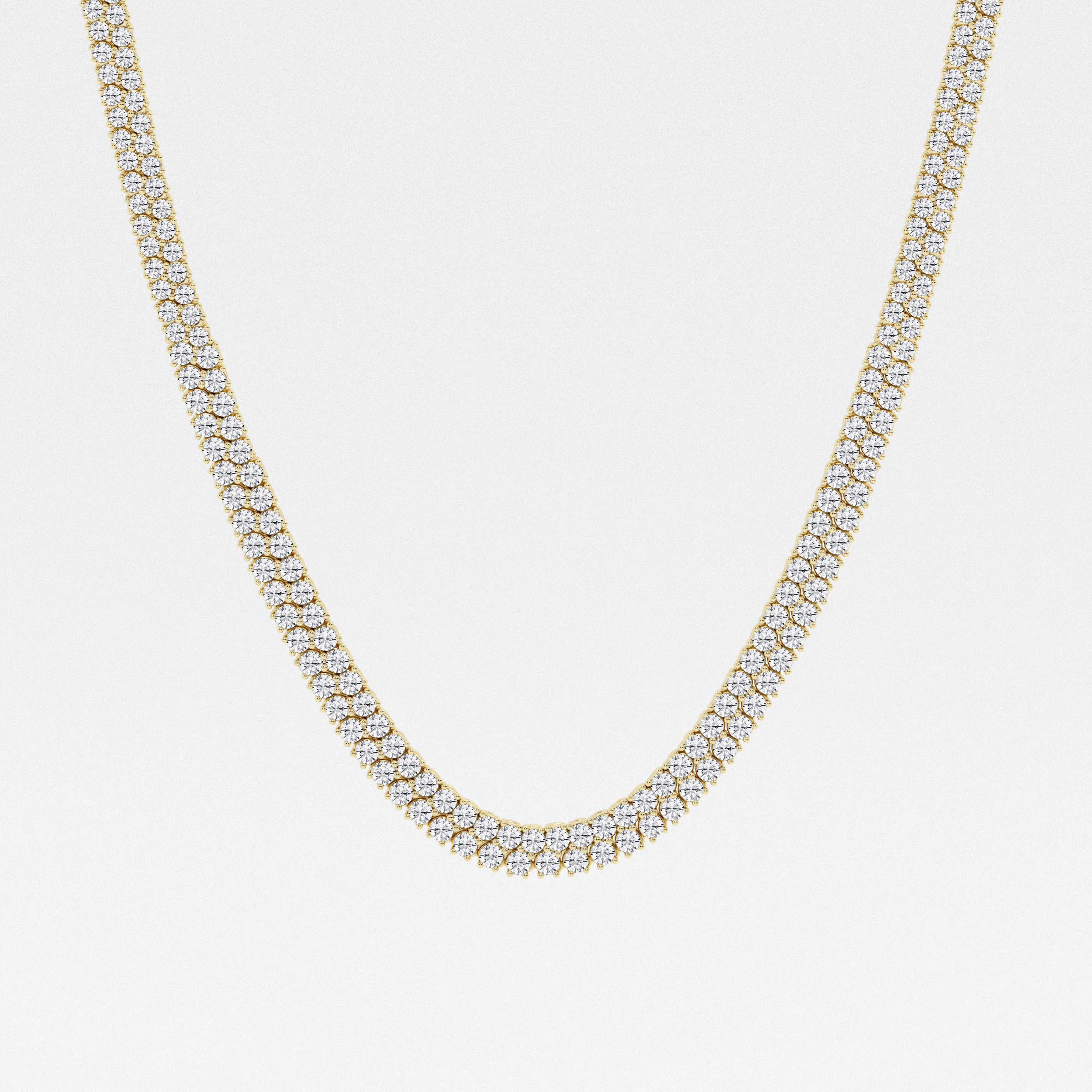 11 1/10 ct. tw. Round Diamond Double row Tennis Necklaces 14K Yellow Gold