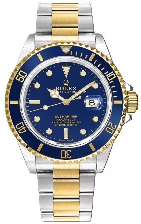 Rolex Submariner Date Blue Dial & Ceramic Gold Bezel 16613LB Watch